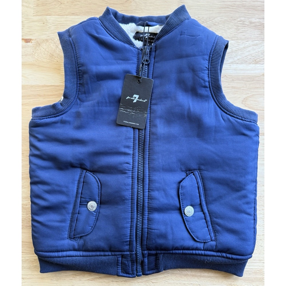 7 For All Mankind Los Angeles Toddlers Size 3T Dark Blue Vest with Sherpa Lining